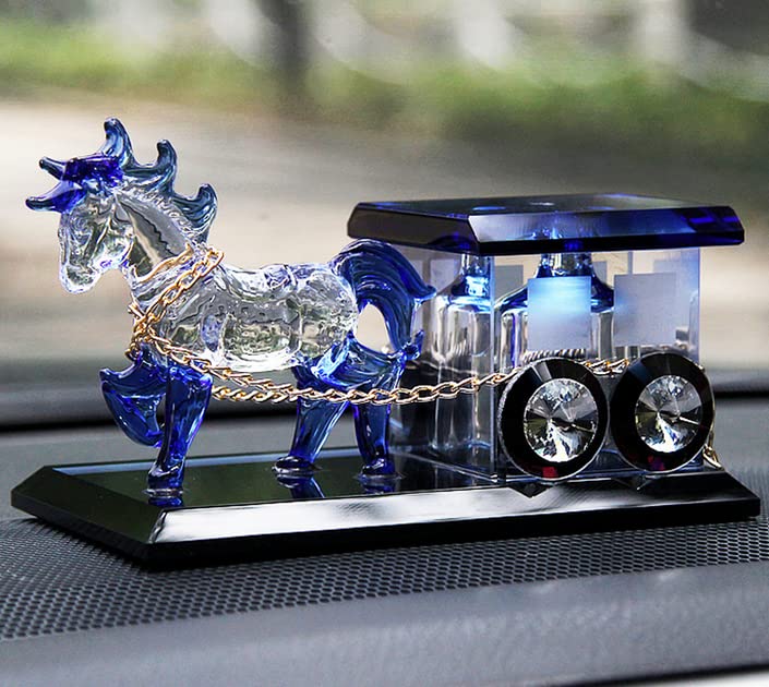 Amazon.co.jp: クリスタル置物青い馬の車の香水飾りフルーツグラス誕生